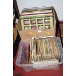 Two boxes of vintage vinyl records to include Michael Jackson