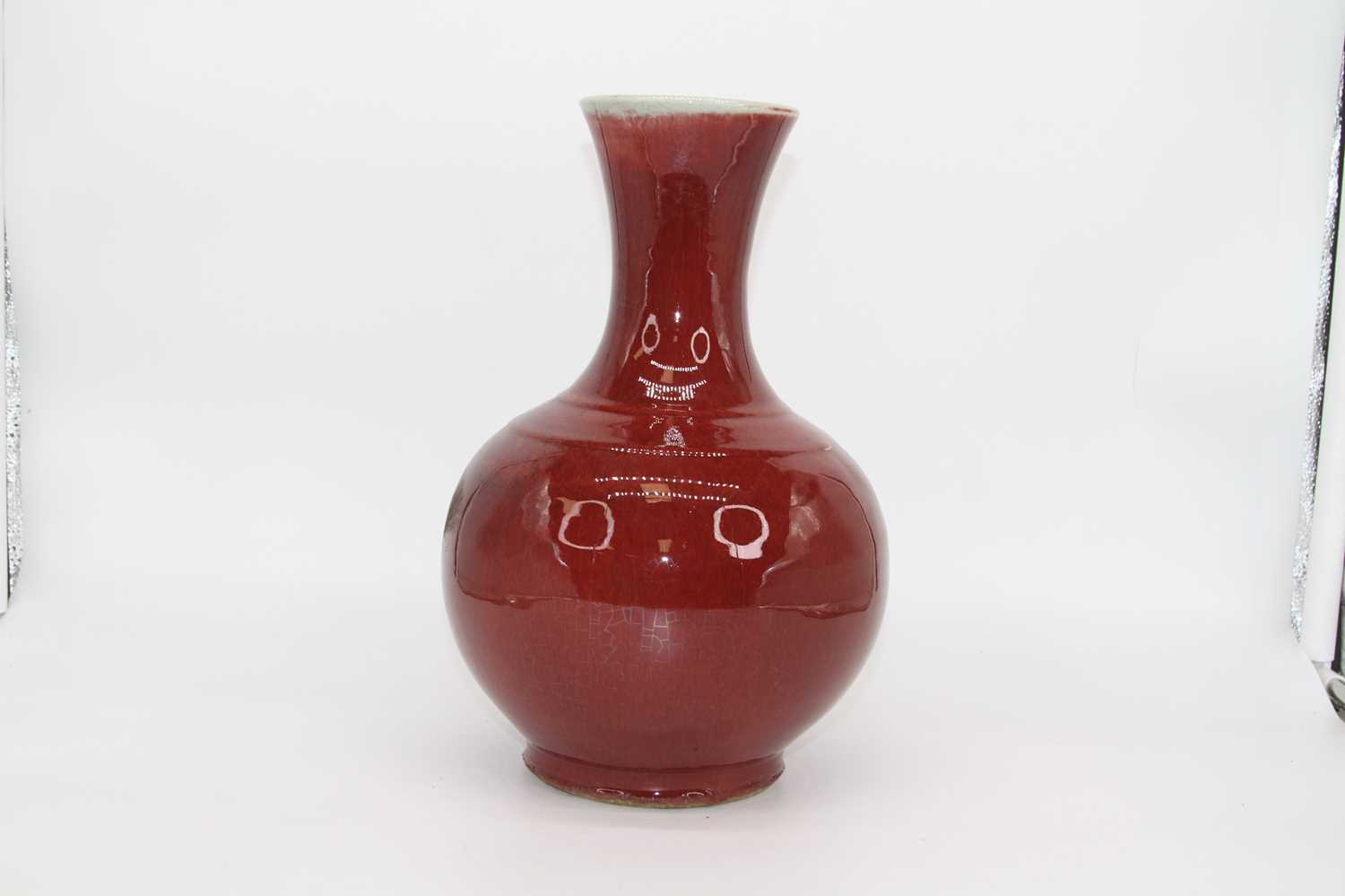 A Chinese Sang de Boef vase, of baluster form, apocryphal Yongzheng reign mark to the underside, - Image 5 of 8