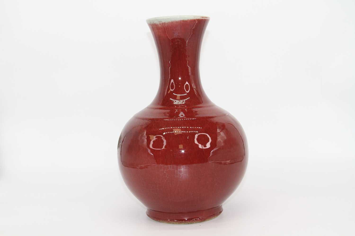 A Chinese Sang de Boef vase, of baluster form, apocryphal Yongzheng reign mark to the underside, - Image 4 of 8