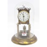 A 20th century brass cased anniversary clock, housed under a glass dome, height 28cm