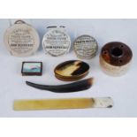 A small collection of miscellaneous items to include three Victorian ceramic pot lids, each