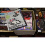 One box of Toy & model making emphemera to include past catalogues - Matchbox, Scalextric & Tamiya