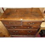 An early 19th century provincial elm and mahogany squarefront chest of drawers, w.96cm