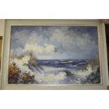 Van Cleef - beach scene, oil on canvas, signed lower right, 60x90cm