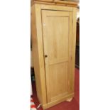 A rustic pine single door hall cupboard, w.79cm