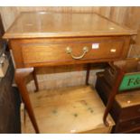 A circa 1900 mahogany square single drawer occasional table, w.58cm