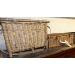 A wicker fitted picnic basket; and a wicker travel hamper (2)
