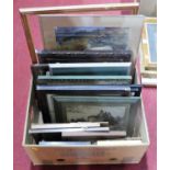 A box of assorted prints and frames, principally circa 1900