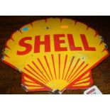 An enamel on metal wall mounted advertising sign titled 'Shell', 33 x 34.5cm