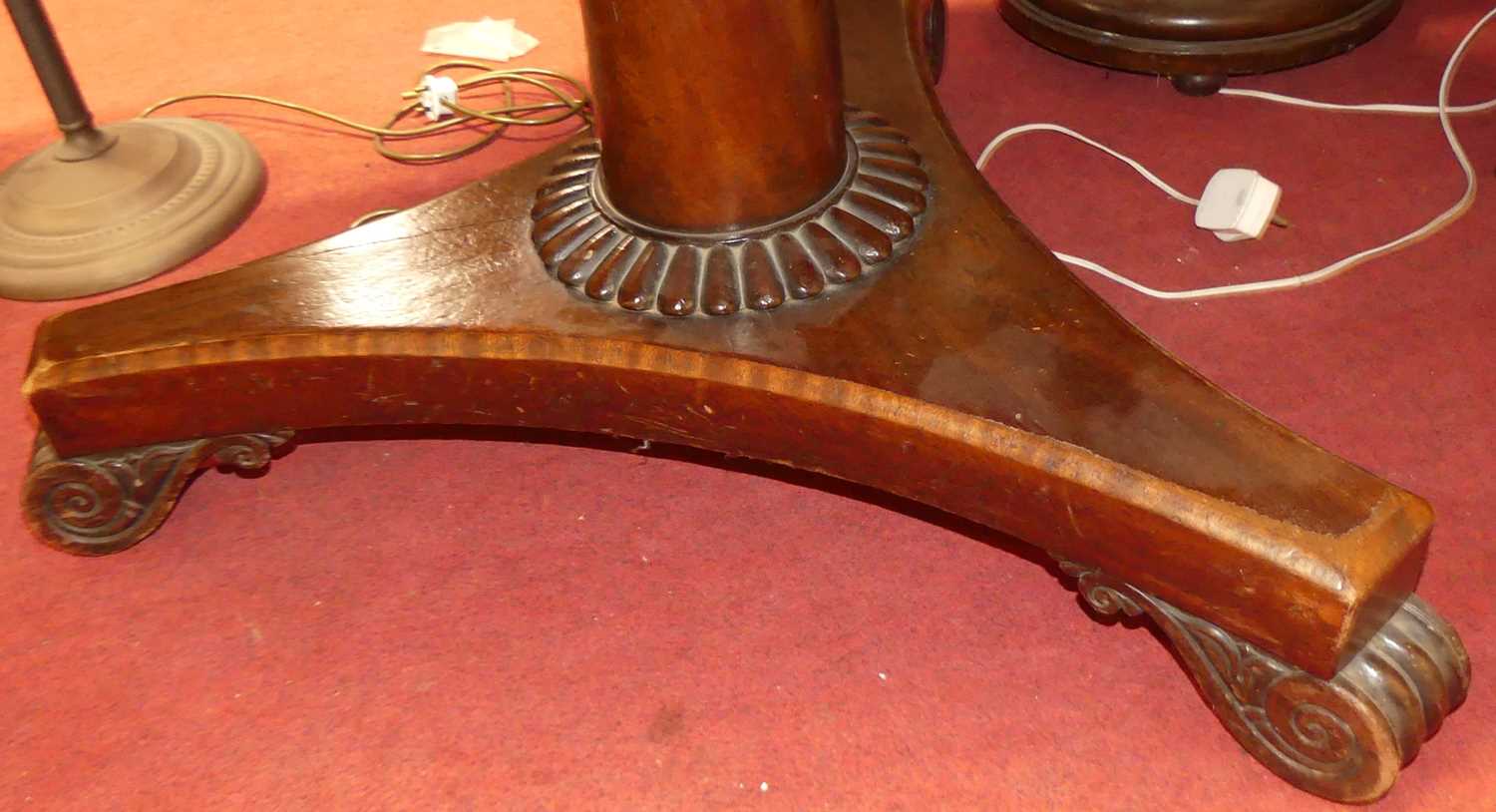 A William IV mahogany circular tilt-top breakfast table, on triform base, dia.113cm - Image 2 of 2