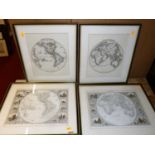 Assorted maritime engravings, hemisphere maps etc (7)