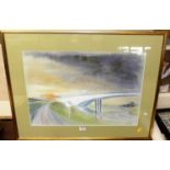 Cuthbert Bell - The Freeway, watercolour, signed and dated lower right, 1979, 38x56cm