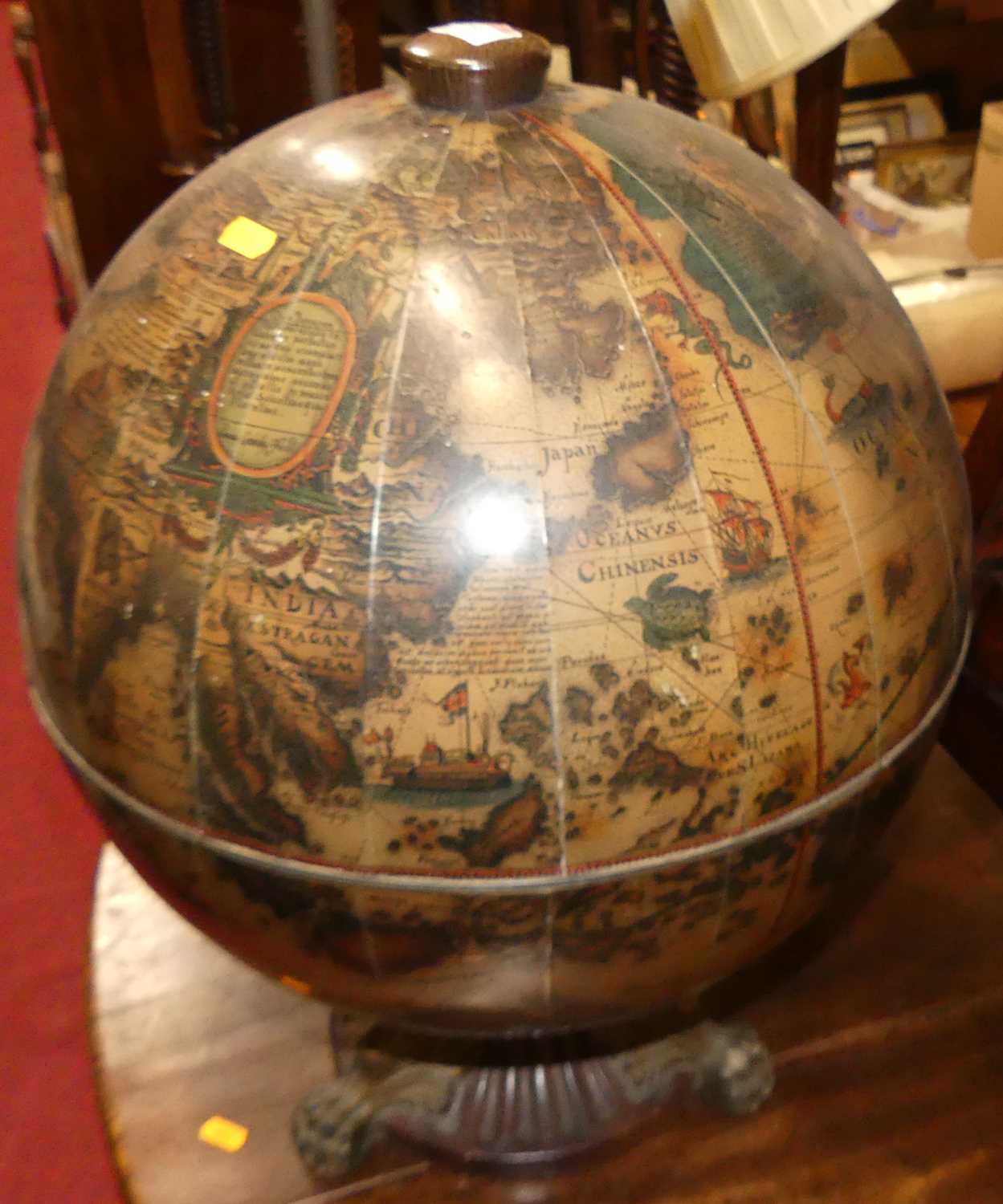 A contemporary table-top globe bar, with hinged action, h.53cm