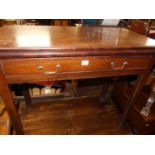 A 19th century mahogany fold-over tea table, with single frieze drawer, w.83.5cm