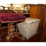 Sundry Victorian occasional furniture, to include; a bedside cupboard, box ottoman, music stool,