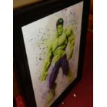 A contemporary colour print of The Incredible Hulk, 79 x 58cm