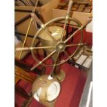 A brass freestanding ships wheel by John Hastie & Co Ltd Engineers, Greenock; together with a