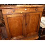 A Victorian rosewood double door side cupboard, with single frieze drawer, w.91.5cmOne removable