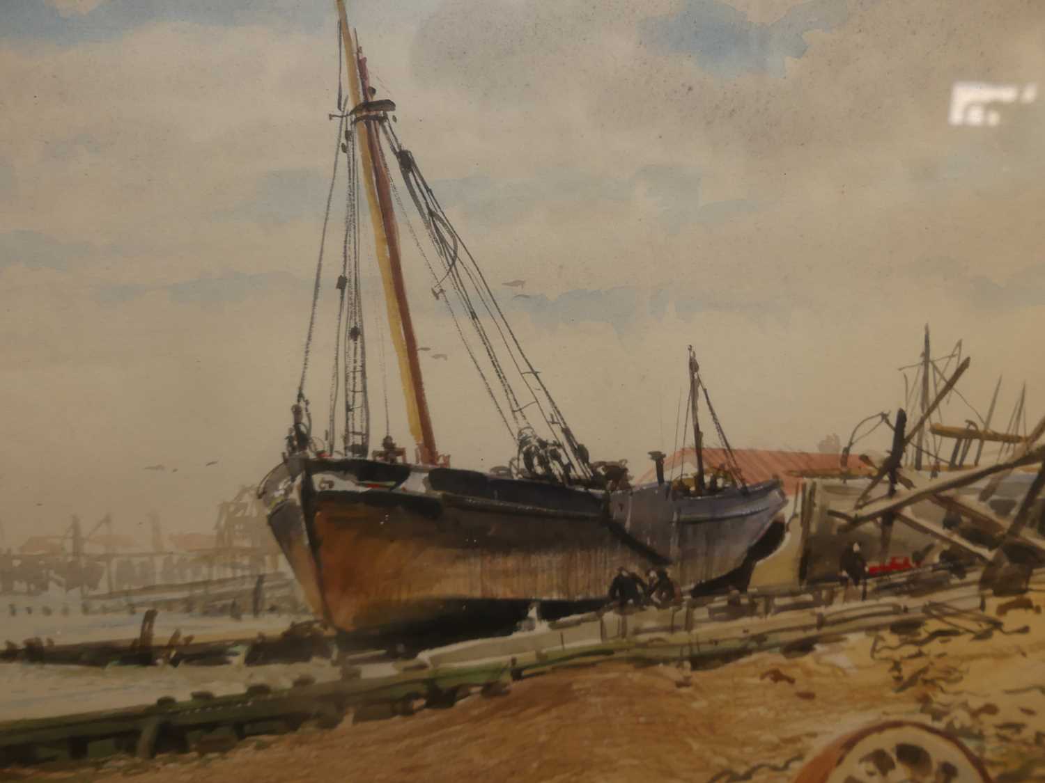 John Wordsley - Boats on the beach at Whitstable, watercolour, signed lower left, 36x49cm - Image 3 of 5