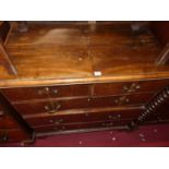 A 19th century figured walnut squarefront chest of two short over three long graduated drawers, w.