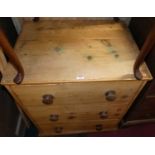 A rustic pine squarefront chest of three long drawers, w.69.5cm