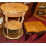 French gilt metal mounted occasional furniture, to include; oval single drawer occasional table,