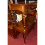 Two Victorian round cornered mahogany Pembroke tables, each with single end drawers