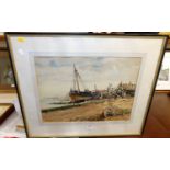 John Wordsley - Boats on the beach at Whitstable, watercolour, signed lower left, 36x49cm