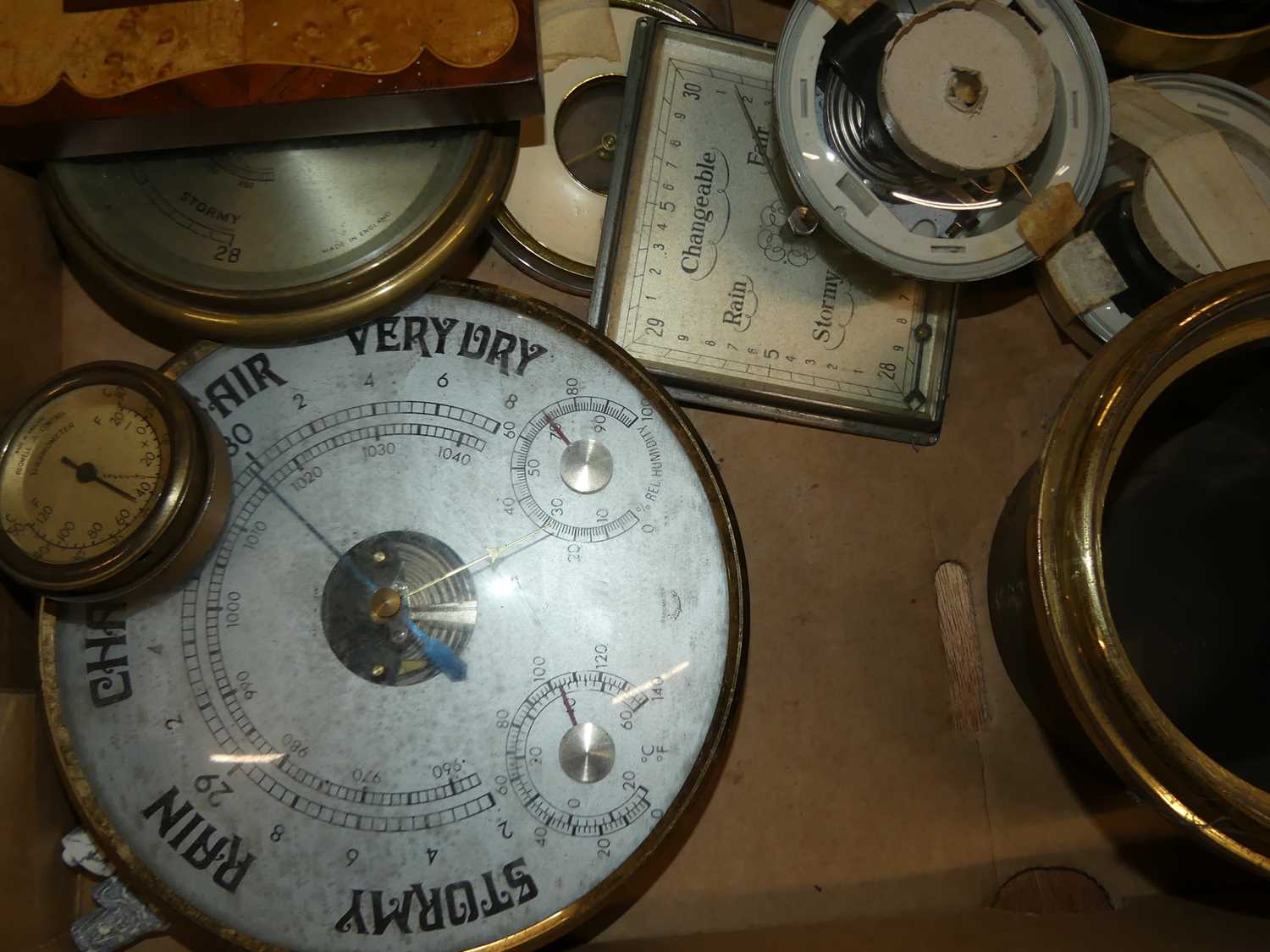 Various aneroid wall barometers to include wooden mounted example, some cases only etc - Image 2 of 2