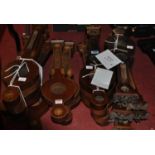 A selection of miniature mahogany and inlaid five and two-dial wheel barometer cases, 60cm (20)