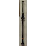 A No.3421 Standard Temp black enamelled and brass mounted gimballed marine barometer, 91cm