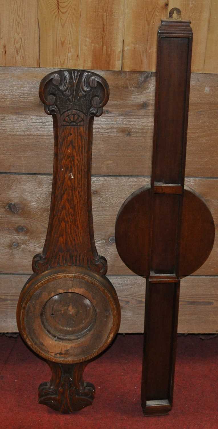 Assorted wheel barometer cases, to include oak demonstration models, four carved cases for aneroid - Image 2 of 2