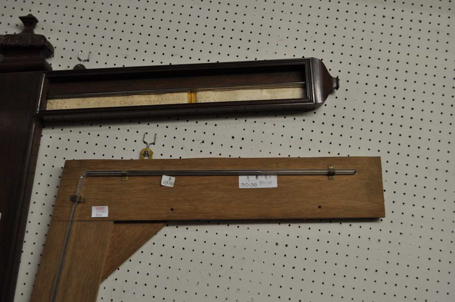 A 19th century mahogany cased diagonal barometer, with mercury; together with a later mounted - Image 3 of 4