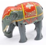 Blomer & Schüler tinplate clockwork Jumbo elephant, light grey body, height approx 9cm, good clean