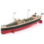 Fleischmann (Germany) large tinplate clockwork Cargo Ship c.1936 - scarce pre-war example, with rear