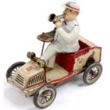 Lehmann (Germany) tinplate and clockwork "Tut-Tut" car, comprising of white and red body with driver