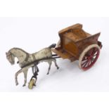 G and K, Greppert and Kelch tinplate and clockwork horse drawn wagon, comprising of yellow and black