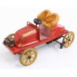 Bing of Germany, Circa 1906 "De Dion" style 2 seater car, comprising red body with gold detailing,