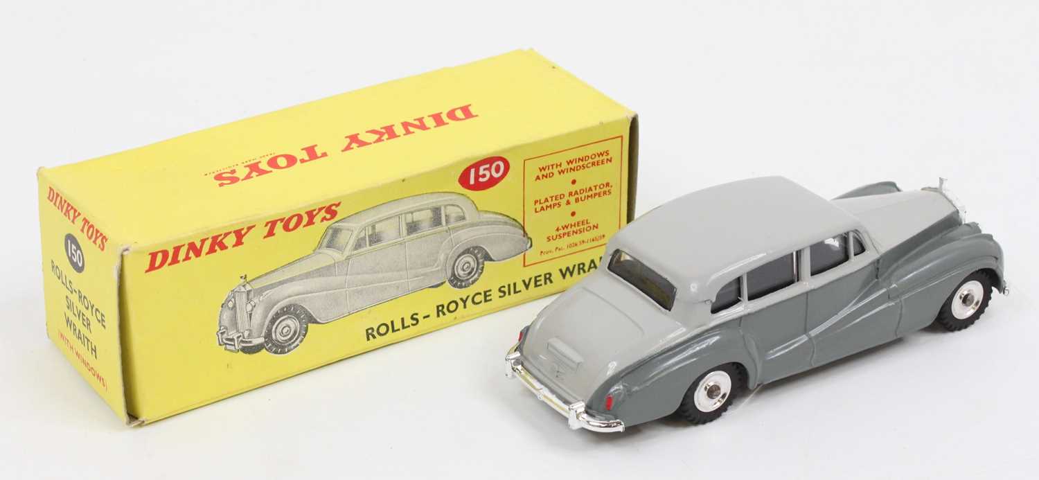 Dinky Toys No. 150 Rolls Royce Silver Wraith comprising of two-tone grey body with spun hubs and - Image 2 of 2