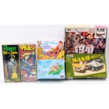 A collection of six various boxed TV related plastic kits, mixed examples to include a Polar