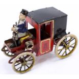 Lehmann of Germany, 420 Motor Car, tinplate and clockwork horseless carriage, red, with driver