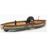 Hess 1045 tinplate friction driven toy ship, German circa 1905, lithographed in green, cream and red