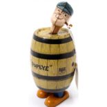 J.Chien and Co of Harrison New Jersey USA Mechanical Popeye Barrel Walking Toy, comprising a