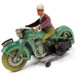 Arnold U.S Zone Germany No.A560 clockwork tinplate Touring Motorcycle from the 1940s, light green