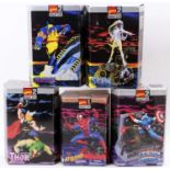 A collection of Toybiz Marvel Comics Level 2, and Level 1 glue together Superhero kits, to include