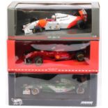 Minichamps and Hot Wheels 1/18th scale diecast Formula 1 group of 3 comprising a Minichamps