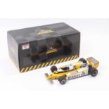 An Exoto Grand Prix Classics 1/18 scale model of a Renault RE-20 Turbo Formula One race car,