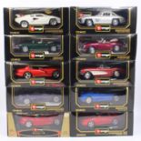 10 various Burago 1/18th scale diecasts, with examples including a Porsche 356B Cabriolet 1961, a