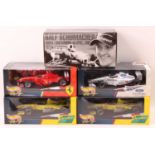 A Hotwheels 1/18 scale boxed Formula One race car group, to include a Ralf Schumacher Imola/San
