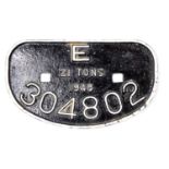 Original cast iron 21 Tons 1948 wagon plate, Number 304802